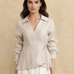 RAREISM Beige Viscose Blend Solid Long Sleeves Top-picture-22