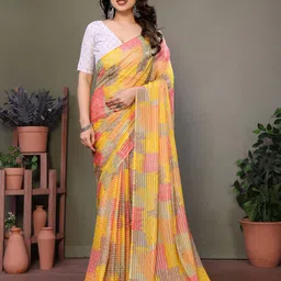 WINKLECART Pure Georgette Block Print Saree-picture-11
