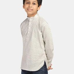 TAHVO Kids Green & White Cotton Printed Full Sleeves Shirt-image-78