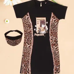Cutecumber Kids Black & Brown Printed Shift Dress-image-9