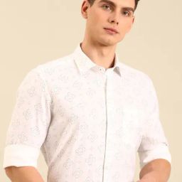 Linen Club White Linen Slim Fit Casual Shirt-image-55