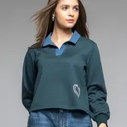 SHAYE Green Solid Sweatshirt-image-90