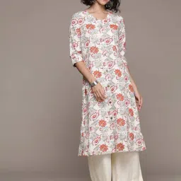 READIPRINT FASHIONS White Cotton Printed A Line Kurta-picture-2