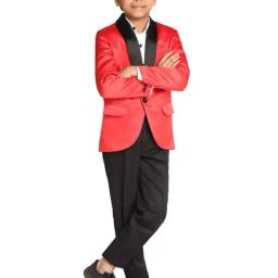 TAHVO Kids Red & Black Slim Fit Full Sleeves Shirt Set-33