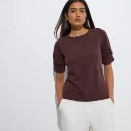 Wardrobe by Westside Brown Self-Striped Top-image-59