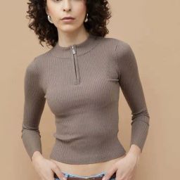 Ginger by Lifestyle Brown Striped Crop Top-image-33