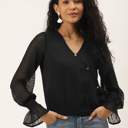 Off Label Women Black Solid Blouson Top-picture-0