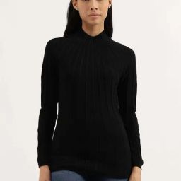 United Colors of Benetton Black Cotton Self Pattern Top-picture-16