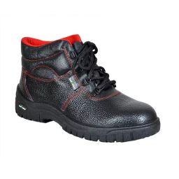 Safe Ride Steel Toe Safety Shoes PVC Single Density High Ankle Black Leather Size UK12, Blood Stone-picture-14