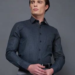 Daniel Hechter Black Cotton Slim Fit Solid Formal Shirt-picture-13