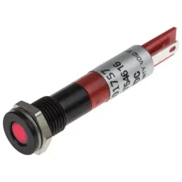 RS PRO Red Panel Mount Indicator 24V DC, Mounting Hole Size 8 mm, Termination Type Solder Tab, IP Rating IP67, Model No 7001757-24