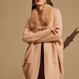 Kazo Beige Solid Overcoat-image-7