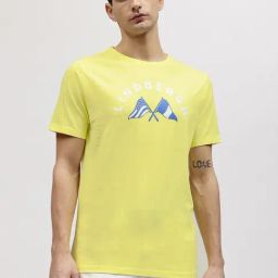 Lindbergh Yellow Cotton Regular Fit Printed T-Shirt-image-99