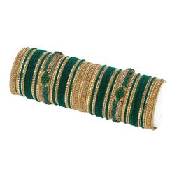 RIJOLI Set Of 64 Gold-Plated Stone-Studded & Beaded Bangles-6