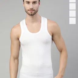 DIXCY SCOTT Pack of 5 Pure Combed Cotton Basic Vests Clasz Vest-RN-P5, White-image-36