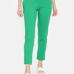 Dollar Missy Women Green Solid Classic Straight Fit Cigarette Trousers-image-20