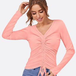 DressBerry Tie-Ups Detail Ruched Fitted Top-image-66