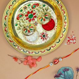 Anouk Stone Rakhi With Card & Thali-41