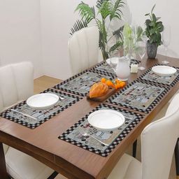 PRAKARTIK 6-Pcs Grey & Brown Printed Heat Resistant Table Placemats-26