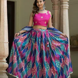 Moda Rapido Printed Semi-Stitched Lehenga & Unstitched Blouse With Dupatta-picture-38