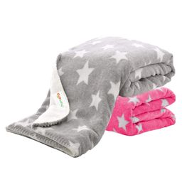 OYO BABY Printed Single Crib Baby Blanket (Star Printed Pink + Grey )-picture-27
