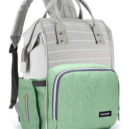 PACKNBUY Diaper Bag Backpack Stylish Stripe Pattern - Green-image-41