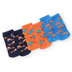 Cute Walk By Babyhug Non Terry Anti-Bacterial Ankle Length Socks Star Print Pack Of 3 - Multicolour-picture-21