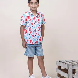 Jilmil Boy's White Candy Printed Cotton Shirt - Multi-Color-picture-5