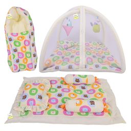 Kwitchy New Born Baby Bedding Combo of Mattress with Net Sleeping Bag 4 Pcs Gadda Set - Yellow-16