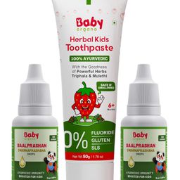 BabyOrgano BaalPrashan Swarnaprashan Immunity Booster Drops Pack Of 2 With Toothpaste - 15 ml Each-68