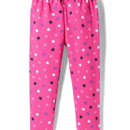 Simply Cotton Lycra Knit Full Length Star Printed Leggings - Dark Pink-image-40