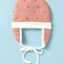 Ben Benny Fleece Knit Tie Knot Cap with Polka Dots Print Peach - Diameter 11 cm-image-51