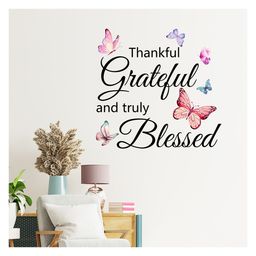 JAAMSO ROYALS New Thankful Grateful Blessed Letter Butterfly Wall Sticker for Kids Room Decor (30CM x 60CM)-image-49