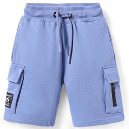 Primo Gino 100% Cotton Knee Length Solid Color Cargo Short- Blue-image-86