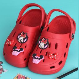 Disney by Yellow Bee Solid Perforated Clogs With Mickey & Friends Featuring Minnie Mouse & Bow Designed Charms - Red-image-73