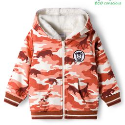 Babyoye 100% Cotton Fleece Knit Full Sleeves Hooded Sweatjacket With Animal Print - Multicolour-picture-45