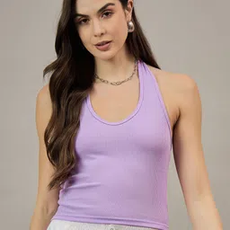 R.Code by The Roadster Life Co. Women Scoop Neck Ribbed No Sleeves Tank Top-image-34