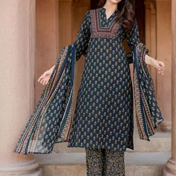 SKYLEE Women Floral Printed Kurta with Trousers & Dupatta-image-89