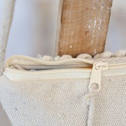 Ariana Striped Structured Sling Bag with Fringed image 3