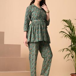 Saanvi Collection Women Green Co-Ords-image-11