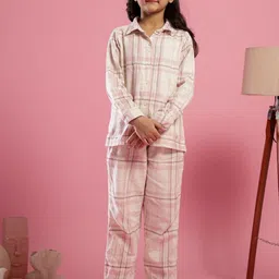 SANSKRUTIHOMES Girls Checked Pure Cotton Night suit-image-24