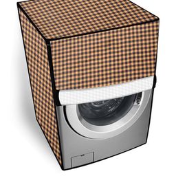 The Furnishing Tree Brown Checks Print Washing Machine Cover-image-29