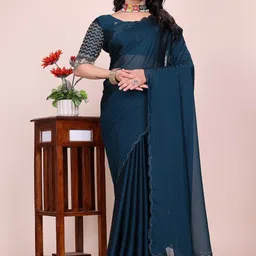 K 5 Fashion Embroidered Pure Chiffon Maheshwari Saree-image-89