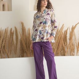 SANSKRUTIHOMES Women White V-Neck Pure Cotton Printed Night Suit-image-90