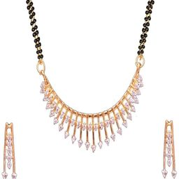 Jaimy Gold-Plated Artificial Stones Studded And Beaded Mangalsutra-image-49