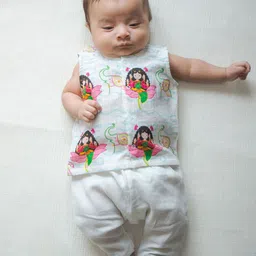 Tiber Taber Kids Printed Pure Cotton Jhabla With Pyjamas-image-83