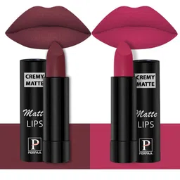 PERPAA Set of 2 Creamy Matte Long Stay Intense Lipstick - Tan Red 80 & Strawberry Pink 92-10