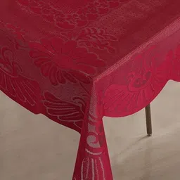Homerz Maroon Floral Waterproof Cotton 4-Seater Table Cover with Embellished details-31