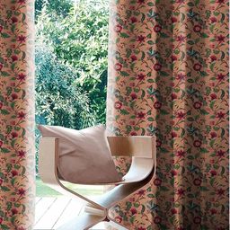 Myntra Elegant Homes Peach-Coloured & Red Set of 2 Floral Black Out Long Door Curtain-picture-3
