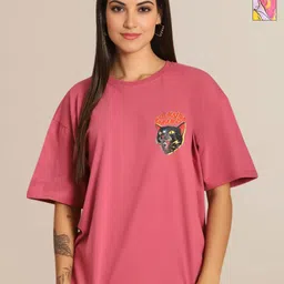 Mast & Harbour Women Pack Of 2 Printed Round Neck Cotton Oversized T-shirt-picture-17